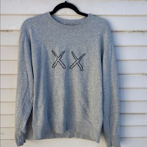 KAWS x Uniqlo Sesame Street collab.  Gray Crewneck Sweater with XX Design